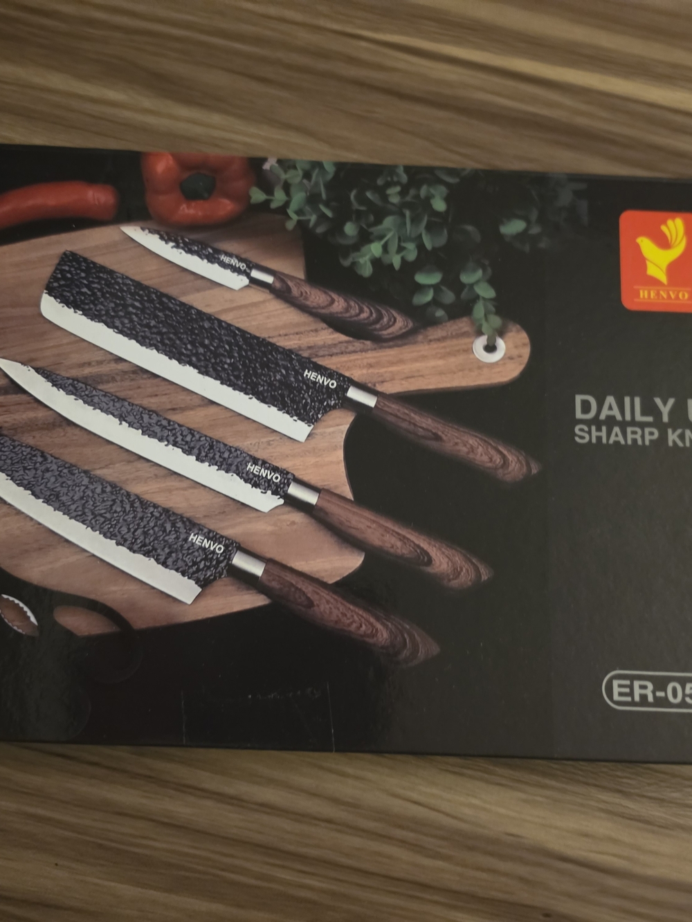 Daily Use Wood-Handle Knife Set in Brown - 4-Piece